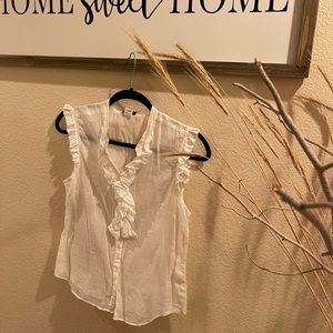 J. Crew White Sheer Top Sz 4